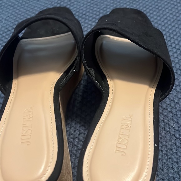 JustFab black platform sandals size 9 boho spring Sumer wedges high casual - Picture 9 of 9